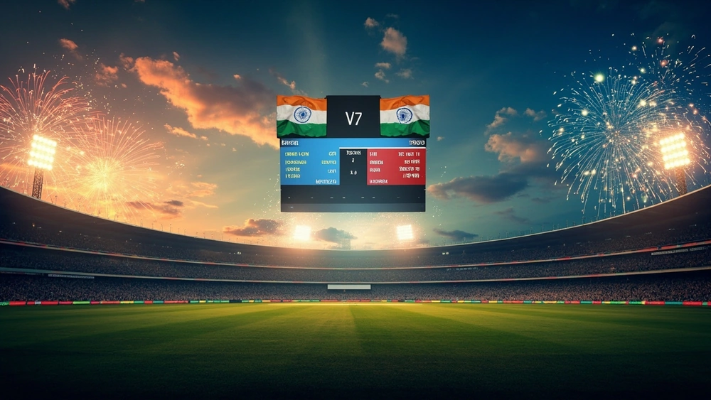 India T20 World Cup 2026 squad celebration broadcast shot